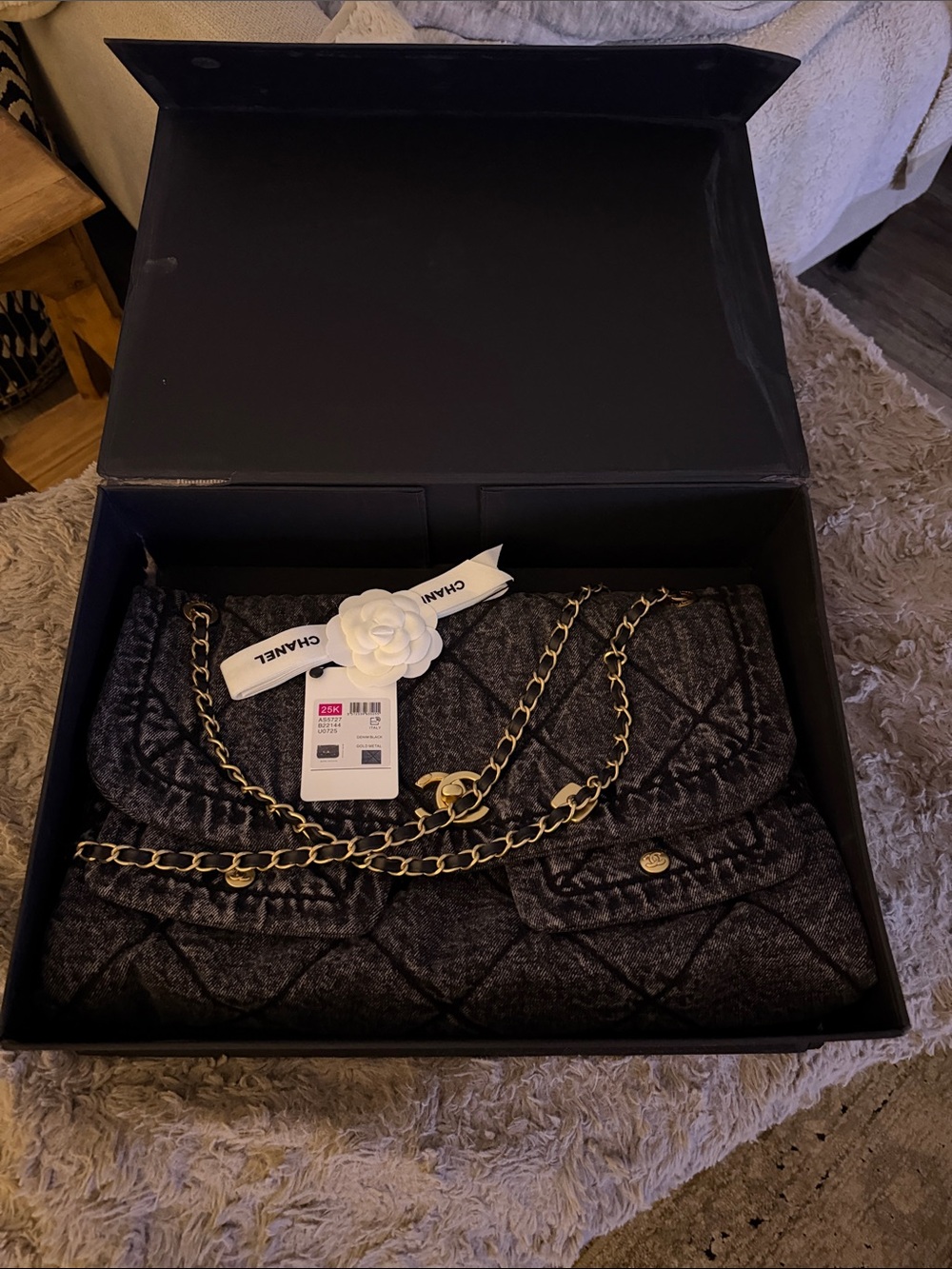 CHANEL Maxi flap Quilted Shoulder Bag in black denim‼️Read Description ‼️ - Picture 3 of 12